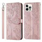 For iPhone 14 Pro Life of Tree Embossing Pattern Leather Phone Case(Rose Gold) - 1