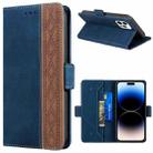 For iPhone 14 Pro Max Stitching Magnetic RFID Leather Case (Royal Blue) - 1