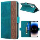 For iPhone 14 Pro Max Stitching Magnetic RFID Leather Case (Deep Green) - 1