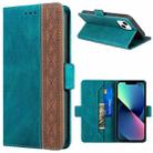 For iPhone 14 Plus Stitching Magnetic RFID Leather Case (Deep Green) - 1