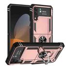 For Samsung Galaxy Z Flip4 Shockproof TPU + PC Protective Case with 360 Degree Rotating Holder(Rose Gold) - 1