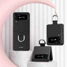 For Samsung Galaxy Z Flip4 Skin Feel Folding Phone Case with Drawstring Key Chain(Black) - 1