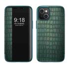 For iPhone 14 Plus Crocodile Texture Windows View Horizontal Flip Leather Case (Green) - 1