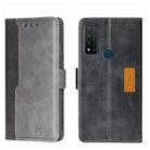 For TCL 20 R 5G/Bremen/20 AX 5G Contrast Color Side Buckle Leather Phone Case(Black + Grey) - 1