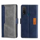 For TCL 20 R 5G/Bremen/20 AX 5G Contrast Color Side Buckle Leather Phone Case(Blue + Grey) - 1