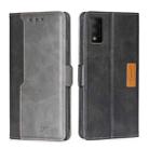 For TCL 30T T603DL Contrast Color Side Buckle Leather Phone Case(Black + Grey) - 1