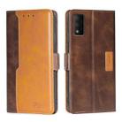 For TCL 30T T603DL Contrast Color Side Buckle Leather Phone Case(Dark Brown + Gold) - 1