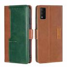 For TCL 30T T603DL Contrast Color Side Buckle Leather Phone Case(Light Brown + Green) - 1