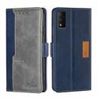 For TCL 30T T603DL Contrast Color Side Buckle Leather Phone Case(Blue + Grey) - 1