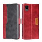 For TCL 30Z T602DL Contrast Color Side Buckle Leather Phone Case(Red + Black) - 1