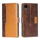 For TCL 30Z T602DL Contrast Color Side Buckle Leather Phone Case(Dark Brown + Gold) - 1