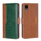 For TCL 30Z T602DL Contrast Color Side Buckle Leather Phone Case(Light Brown + Green) - 1
