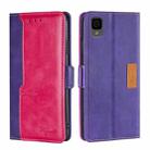 For TCL 30Z T602DL Contrast Color Side Buckle Leather Phone Case(Purple + Rose Red) - 1