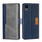 For TCL 30Z T602DL Contrast Color Side Buckle Leather Phone Case(Blue + Grey) - 1