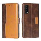 For TCL Stylus 5G Contrast Color Side Buckle Leather Phone Case(Dark Brown + Gold) - 1