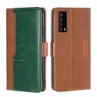 For TCL Stylus 5G Contrast Color Side Buckle Leather Phone Case(Light Brown + Green) - 1