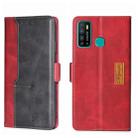 For Infinix Hot 9/Note 7 Lite X655C Contrast Color Side Buckle Leather Phone Case(Red + Black) - 1