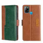 For Infinix Hot 10 Lite/Smart 5 X657 Contrast Color Side Buckle Leather Phone Case(Light Brown + Green) - 1