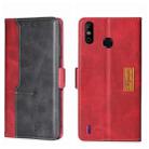 For Infinix Smart 4 X653 Contrast Color Side Buckle Leather Phone Case(Red + Black) - 1