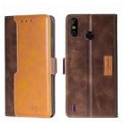 For Infinix Smart 4 X653 Contrast Color Side Buckle Leather Phone Case(Dark Brown + Gold) - 1