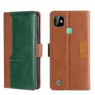 For Infinix Smart HD 2021 X612 Contrast Color Side Buckle Leather Phone Case(Light Brown + Green) - 1