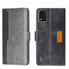 For Itel A48 Contrast Color Side Buckle Leather Phone Case(Black + Grey) - 1