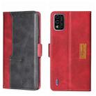 For Itel A48 Contrast Color Side Buckle Leather Phone Case(Red + Black) - 1