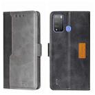 For Itel Vision 1 Pro Contrast Color Side Buckle Leather Phone Case(Black + Grey) - 1