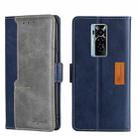 For Tecno Phantom X Contrast Color Side Buckle Leather Phone Case(Blue + Grey) - 1