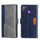 For Tecno Pop 4 Contrast Color Side Buckle Leather Phone Case(Blue + Grey) - 1