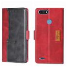 For Tecno Pop 2/Pop 2 F/Pop 2 Pro/Pop 2 Power/Itel P13 Contrast Color Side Buckle Leather Phone Case(Red + Black) - 1
