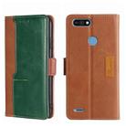 For Tecno Pop 2/Pop 2 F/Pop 2 Pro/Pop 2 Power/Itel P13 Contrast Color Side Buckle Leather Phone Case(Light Brown + Green) - 1