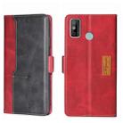 For Tecno Spark 6 GO Contrast Color Side Buckle Leather Phone Case(Red + Black) - 1