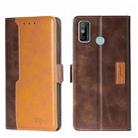 For Tecno Spark 6 GO Contrast Color Side Buckle Leather Phone Case(Dark Brown + Gold) - 1