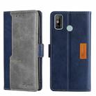 For Tecno Spark 6 GO Contrast Color Side Buckle Leather Phone Case(Blue + Grey) - 1