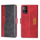 For Doogee N40 Pro Contrast Color Side Buckle Leather Phone Case(Red + Black) - 1