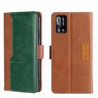 For Doogee N40 Pro Contrast Color Side Buckle Leather Phone Case(Light Brown + Green) - 1