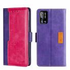For Doogee N40 Pro Contrast Color Side Buckle Leather Phone Case(Purple + Rose Red) - 1