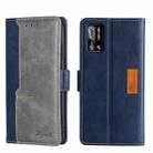 For Doogee N40 Pro Contrast Color Side Buckle Leather Phone Case(Blue + Grey) - 1