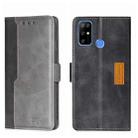 For Doogee X96 Pro Contrast Color Side Buckle Leather Phone Case(Black + Grey) - 1