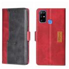 For Doogee X96 Pro Contrast Color Side Buckle Leather Phone Case(Red + Black) - 1