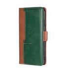 For Fujitsu ARROWS WE F-51B Contrast Color Side Buckle Leather Phone Case(Light Brown + Green) - 2