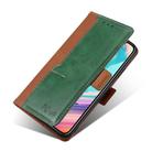 For Fujitsu ARROWS WE F-51B Contrast Color Side Buckle Leather Phone Case(Light Brown + Green) - 3