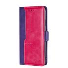 For Fujitsu ARROWS WE F-51B Contrast Color Side Buckle Leather Phone Case(Purple + Rose Red) - 2