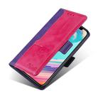 For Fujitsu ARROWS WE F-51B Contrast Color Side Buckle Leather Phone Case(Purple + Rose Red) - 3