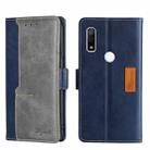 For Fujitsu ARROWS WE F-51B Contrast Color Side Buckle Leather Phone Case(Blue + Grey) - 1