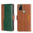For Blackview A70 Contrast Color Side Buckle Leather Phone Case(Light Brown + Green) - 1