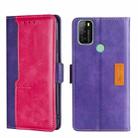 For Blackview A70 Contrast Color Side Buckle Leather Phone Case(Purple + Rose Red) - 1