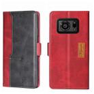 For Sharp Aquos R6 Contrast Color Side Buckle Leather Phone Case(Red + Black) - 1