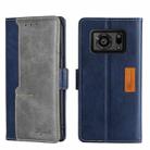 For Sharp Aquos R6 Contrast Color Side Buckle Leather Phone Case(Blue + Grey) - 1